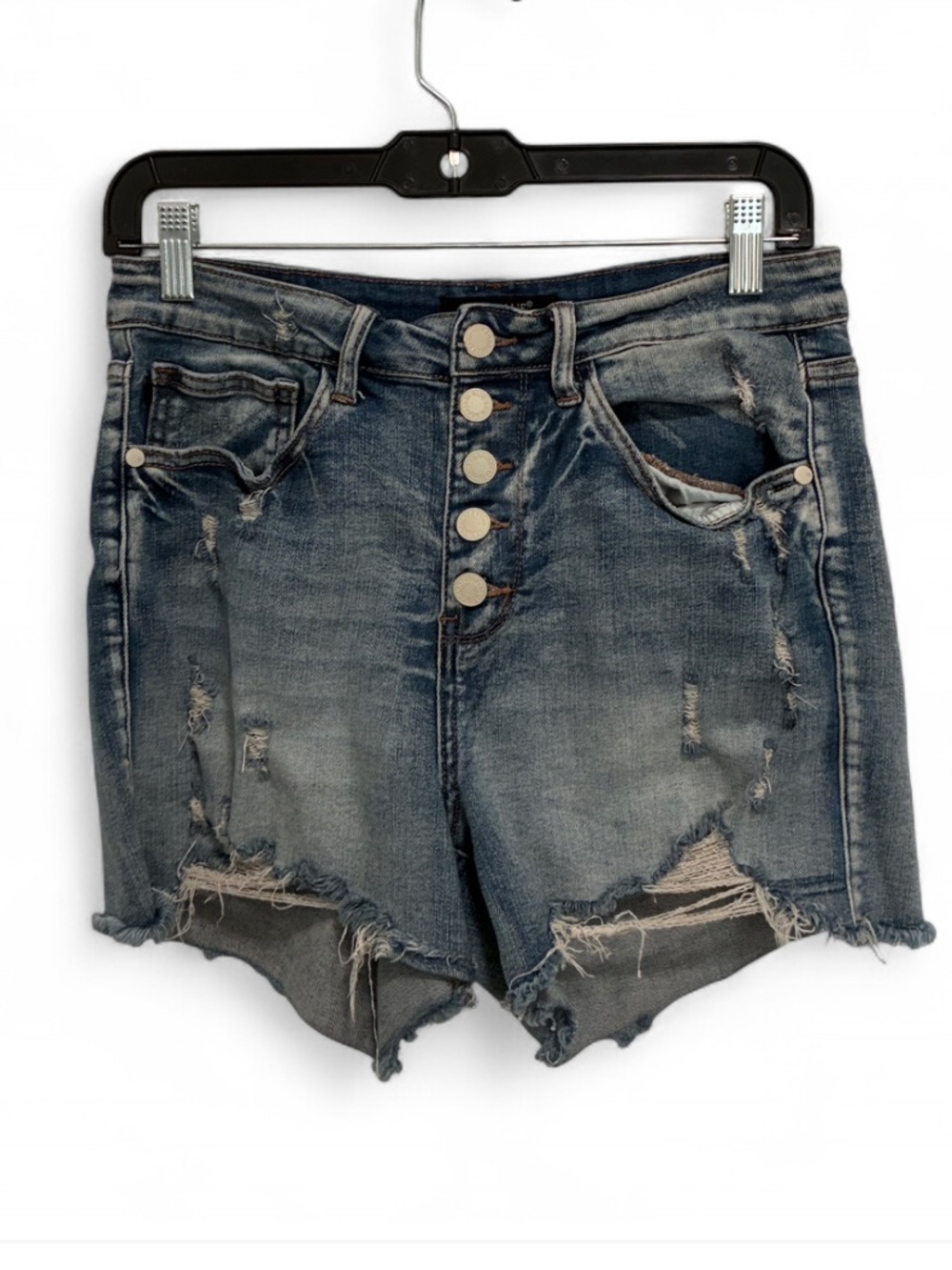 Judy Blue Distressed Blue Button-Fly Denim Shorts